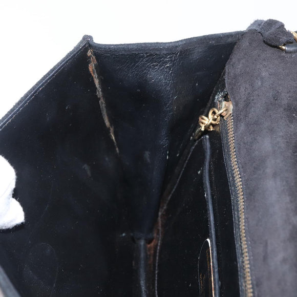 Salvatore Ferragamo Shoulder Bag Suede Black Gold Auth BA12900