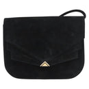 Salvatore Ferragamo Shoulder Bag Suede Black Gold Auth BA12900-2