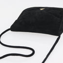 Salvatore Ferragamo Shoulder Bag Suede Black Gold Auth BA12900-6