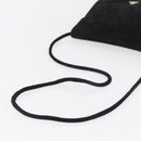 Salvatore Ferragamo Shoulder Bag Suede Black Gold Auth BA12900-7