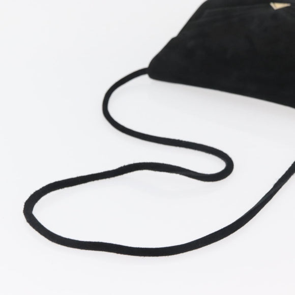 Salvatore Ferragamo Shoulder Bag Suede Black Gold Auth BA12900
