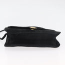 Salvatore Ferragamo Shoulder Bag Suede Black Gold Auth BA12900-9