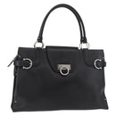 Salvatore Ferragamo Gancini Handtasche Leder Schwarz Silber Auth BA12902-1