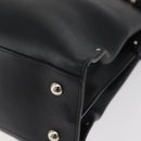 Salvatore Ferragamo Gancini Handtasche Leder Schwarz Silber Auth BA12902-11