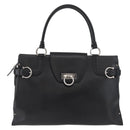 Salvatore Ferragamo Gancini Handtasche Leder Schwarz Silber Auth BA12902-2