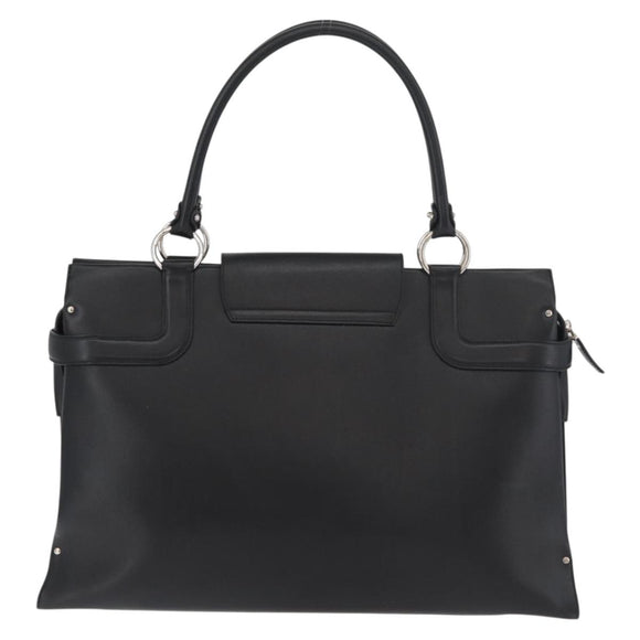 Salvatore Ferragamo Gancini Handtasche Leder Schwarz Silber Auth BA12902