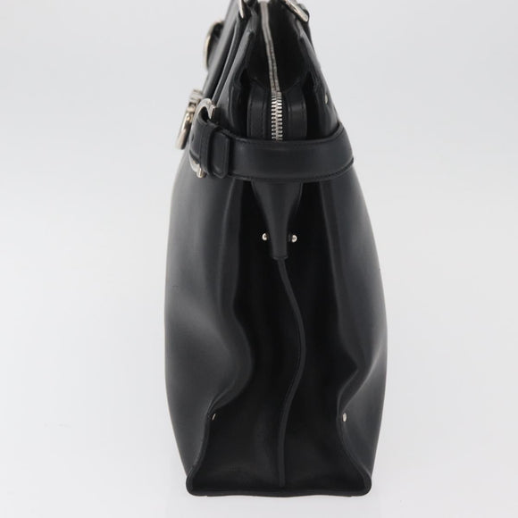 Salvatore Ferragamo Gancini Handtasche Leder Schwarz Silber Auth BA12902