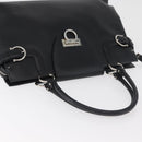 Salvatore Ferragamo Gancini Handtasche Leder Schwarz Silber Auth BA12902-6