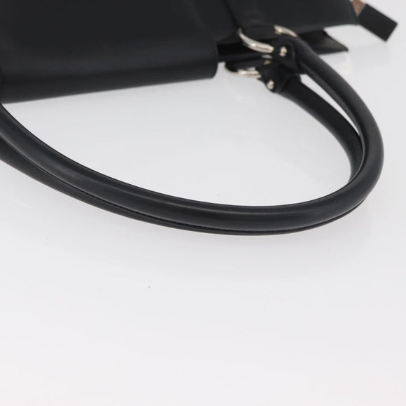 Salvatore Ferragamo Gancini Handtasche Leder Schwarz Silber Auth BA12902