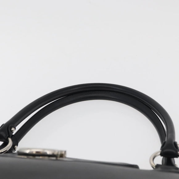 Salvatore Ferragamo Gancini Handtasche Leder Schwarz Silber Auth BA12902