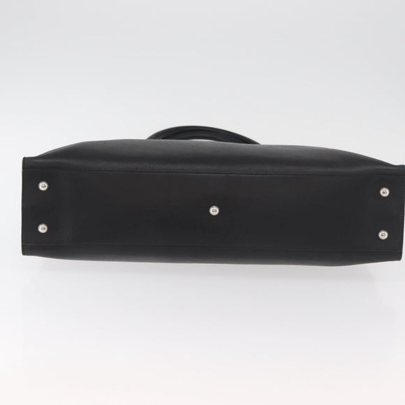 Salvatore Ferragamo Gancini Handtasche Leder Schwarz Silber Auth BA12902