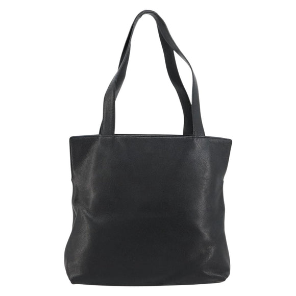CHANEL Tote Bag Caviar Skin Black Gold CC Auth BA12903