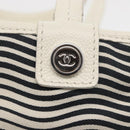 CHANEL Tote Bag Canvas White Silver CC Auth BA12904A-17