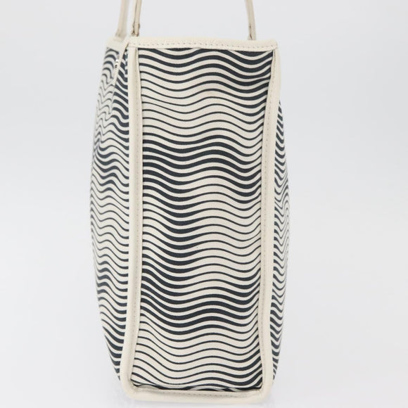 CHANEL Tote Bag Canvas White Silver CC Auth BA12904A
