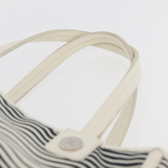 CHANEL Tote Bag Canvas White Silver CC Auth BA12904A