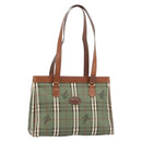 Burberry Nova Check Tote Bag PVC Groen Goud Auth BA12905-1
