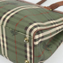 Burberry Nova Check Tote Bag PVC Groen Goud Auth BA12905-10