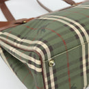 Burberry Nova Check Tote Bag PVC Groen Goud Auth BA12905-11