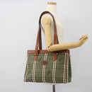 Burberry Nova Check Tote Bag PVC Groen Goud Auth BA12905-23