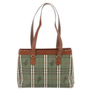 Burberry Nova Check Tote Bag PVC Groen Goud Auth BA12905-3