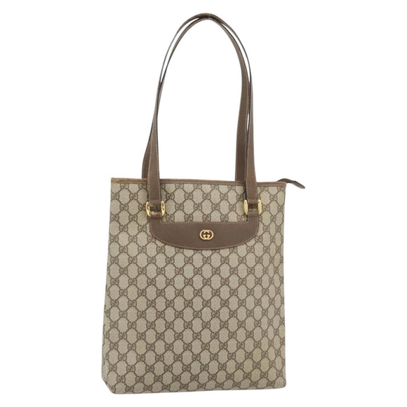 GUCCI GG Supreme Tote Bag PVC Beige Gold 002 39 6130 Auth BA12912