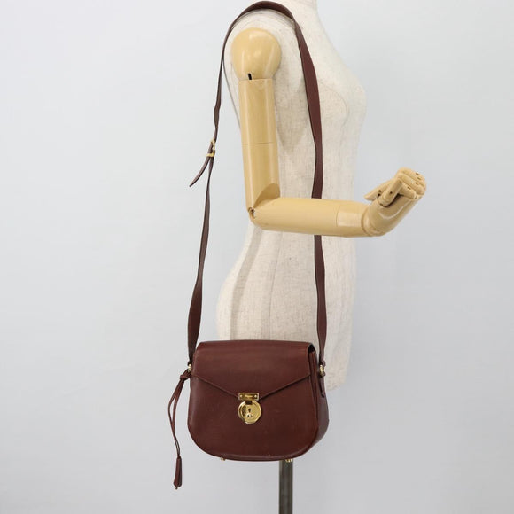 Salvatore Ferragamo Shoulder Bag Leather Brown Gold Auth BA12914