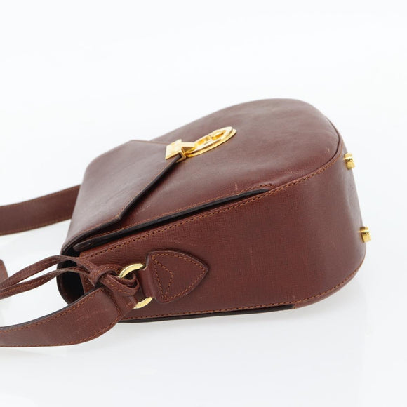Salvatore Ferragamo Shoulder Bag Leather Brown Gold Auth BA12914
