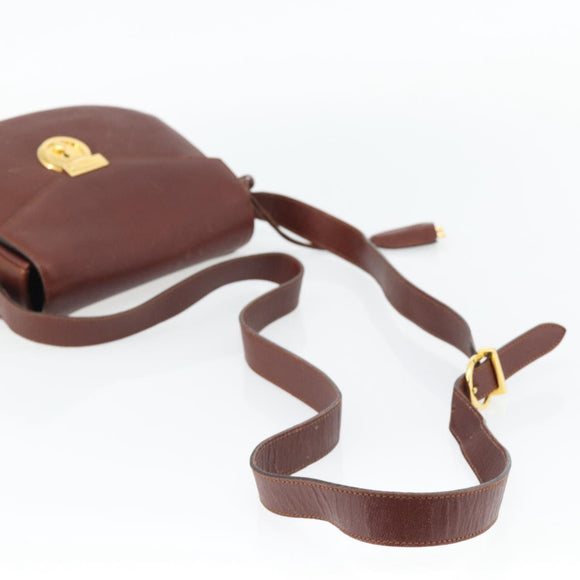 Salvatore Ferragamo Shoulder Bag Leather Brown Gold Auth BA12914