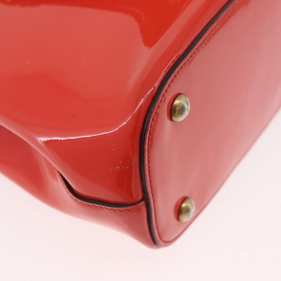 GUCCI Hand Bag Patent leather 2way Red Gold 371925 Auth BA12915
