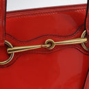 GUCCI Hand Bag Patent leather 2way Red Gold 371925 Auth BA12915-18