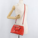 GUCCI Hand Bag Patent leather 2way Red Gold 371925 Auth BA12915-26