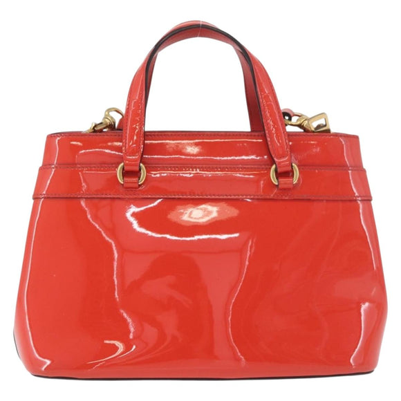GUCCI Hand Bag Patent leather 2way Red Gold 371925 Auth BA12915
