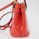 GUCCI Hand Bag Patent leather 2way Red Gold 371925 Auth BA12915-3
