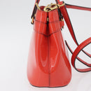 GUCCI Hand Bag Patent leather 2way Red Gold 371925 Auth BA12915-4