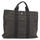 HERMES Her Line Tragetasche Canvas Grau Silber Auth BA12917-1