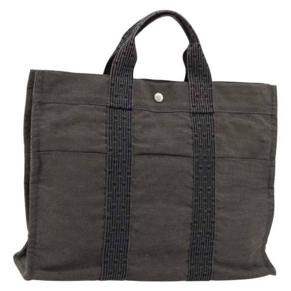 HERMES Her Line Tragetasche Canvas Grau Silber Auth BA12917