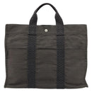 HERMES Her Line Tragetasche Canvas Grau Silber Auth BA12917-13