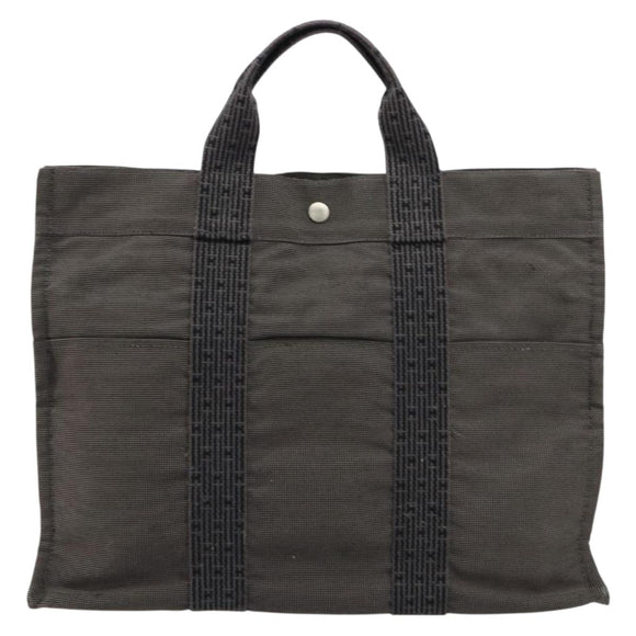 HERMES Her Line Tragetasche Canvas Grau Silber Auth BA12917