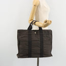 HERMES Her Line Tragetasche Canvas Grau Silber Auth BA12917-21