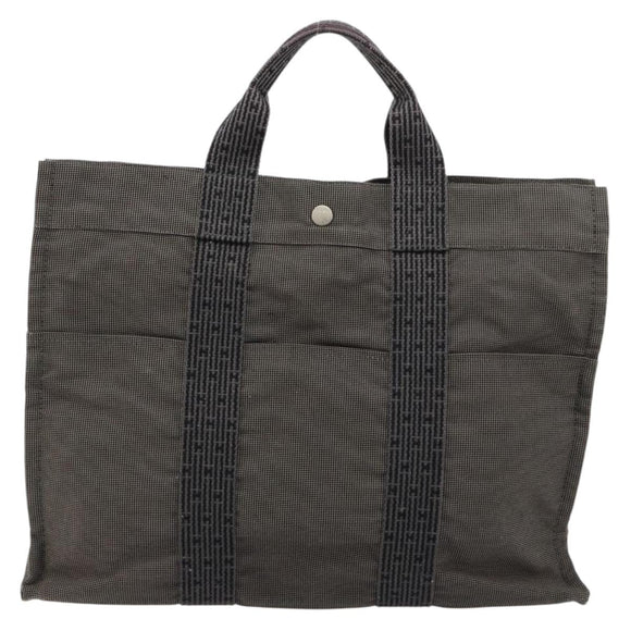 HERMES Her Line Tragetasche Canvas Grau Silber Auth BA12917