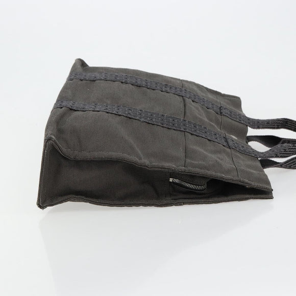 HERMES Her Line Tragetasche Canvas Grau Silber Auth BA12917