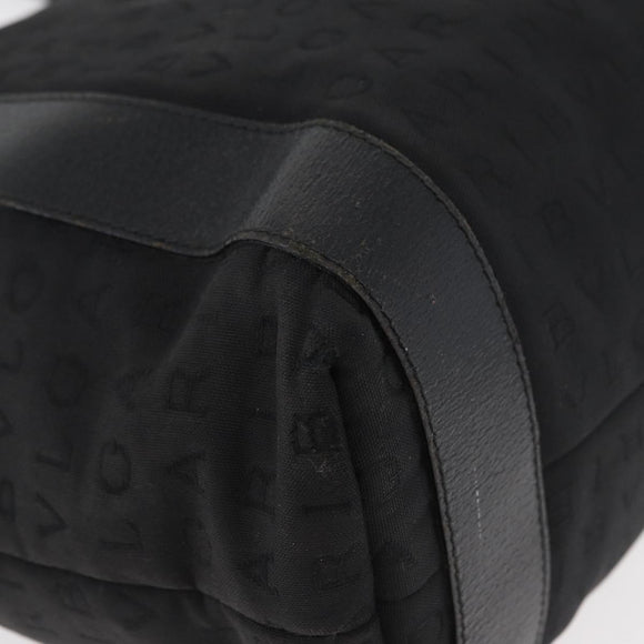 BVLGARI Logo Mania Tote Bag Canvas Black Silver Auth BA12918