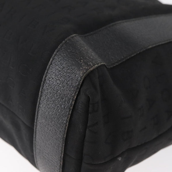 BVLGARI Logo Mania Tote Bag Canvas Black Silver Auth BA12918