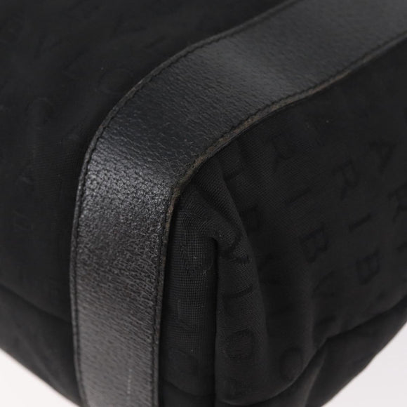 BVLGARI Logo Mania Tote Bag Canvas Black Silver Auth BA12918