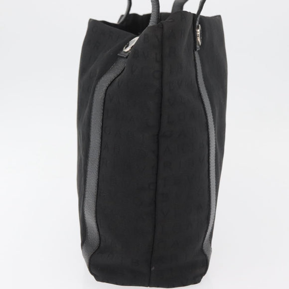 BVLGARI Logo Mania Tote Bag Canvas Black Silver Auth BA12918