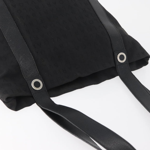 BVLGARI Logo Mania Tote Bag Canvas Black Silver Auth BA12918