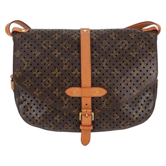 LOUIS VUITTON Monogram Perfo Saumur 30 Shoulder Bag M93998 LV Auth BA1291SAV