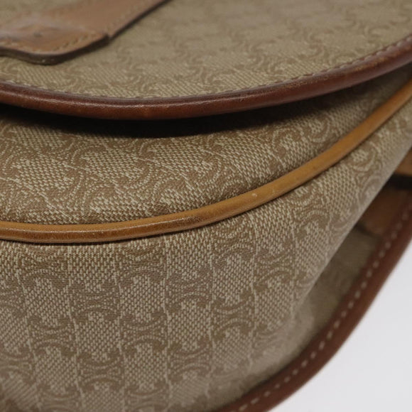 CELINE Macadam Canvas Shoulder Bag PVC Beige Gold Auth BA1292