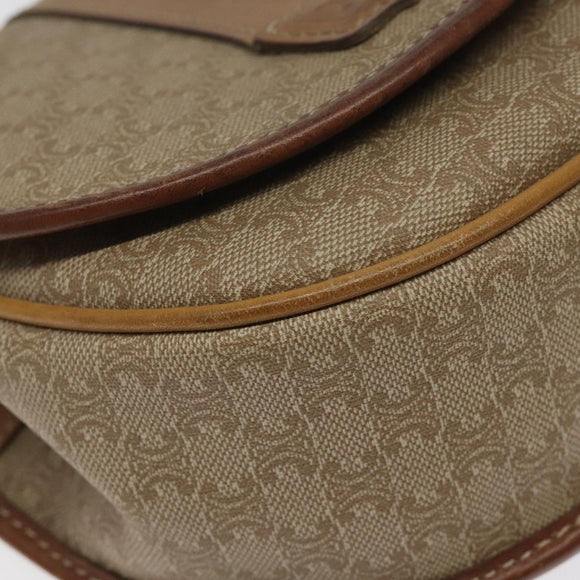 CELINE Macadam Canvas Shoulder Bag PVC Beige Gold Auth BA1292