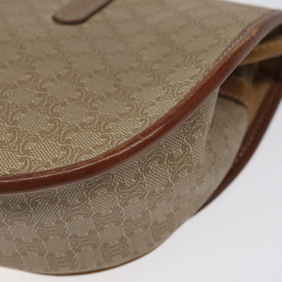 CELINE Macadam Canvas Shoulder Bag PVC Beige Gold Auth BA1292